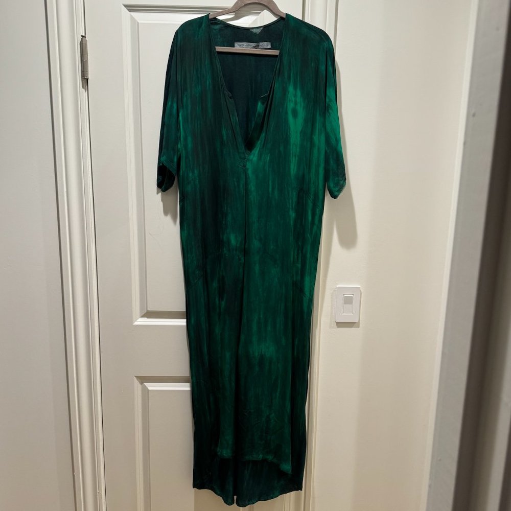 Raquel Allegra Green Tie Dye Silk Maxi Tunic Dress size 1